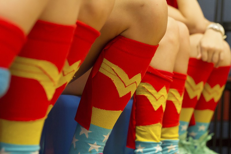 Wonder woman socks at event