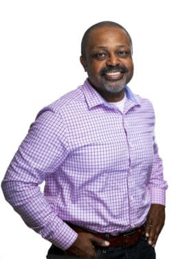 Austin Professional Headshot Man Purple Checkered Shirt