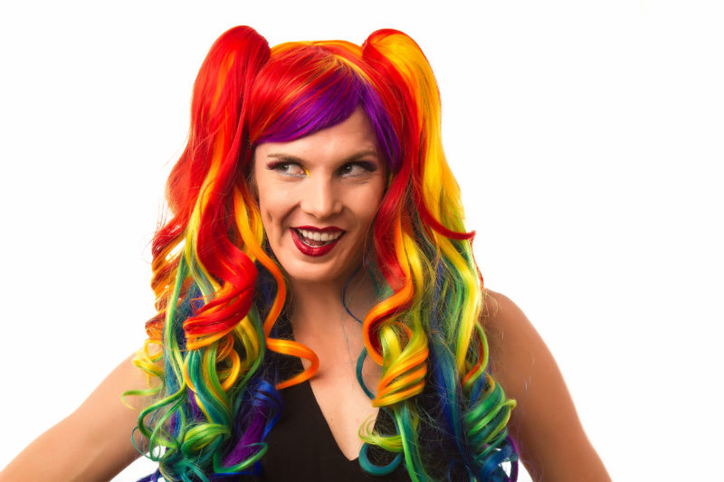 Woman In Rainbow WIg