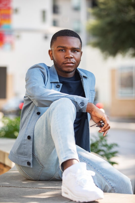 young black man High school senior portrait