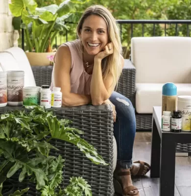 Austin commercial branding photo of woman with products