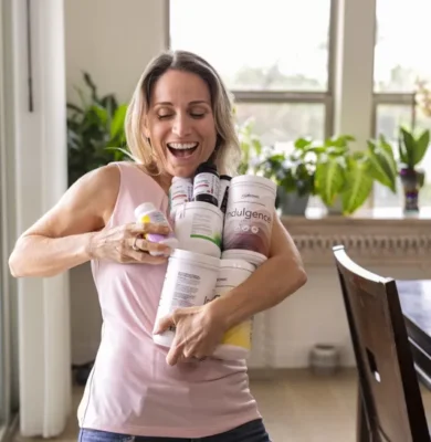 Austin brand photo of woman with armful of products